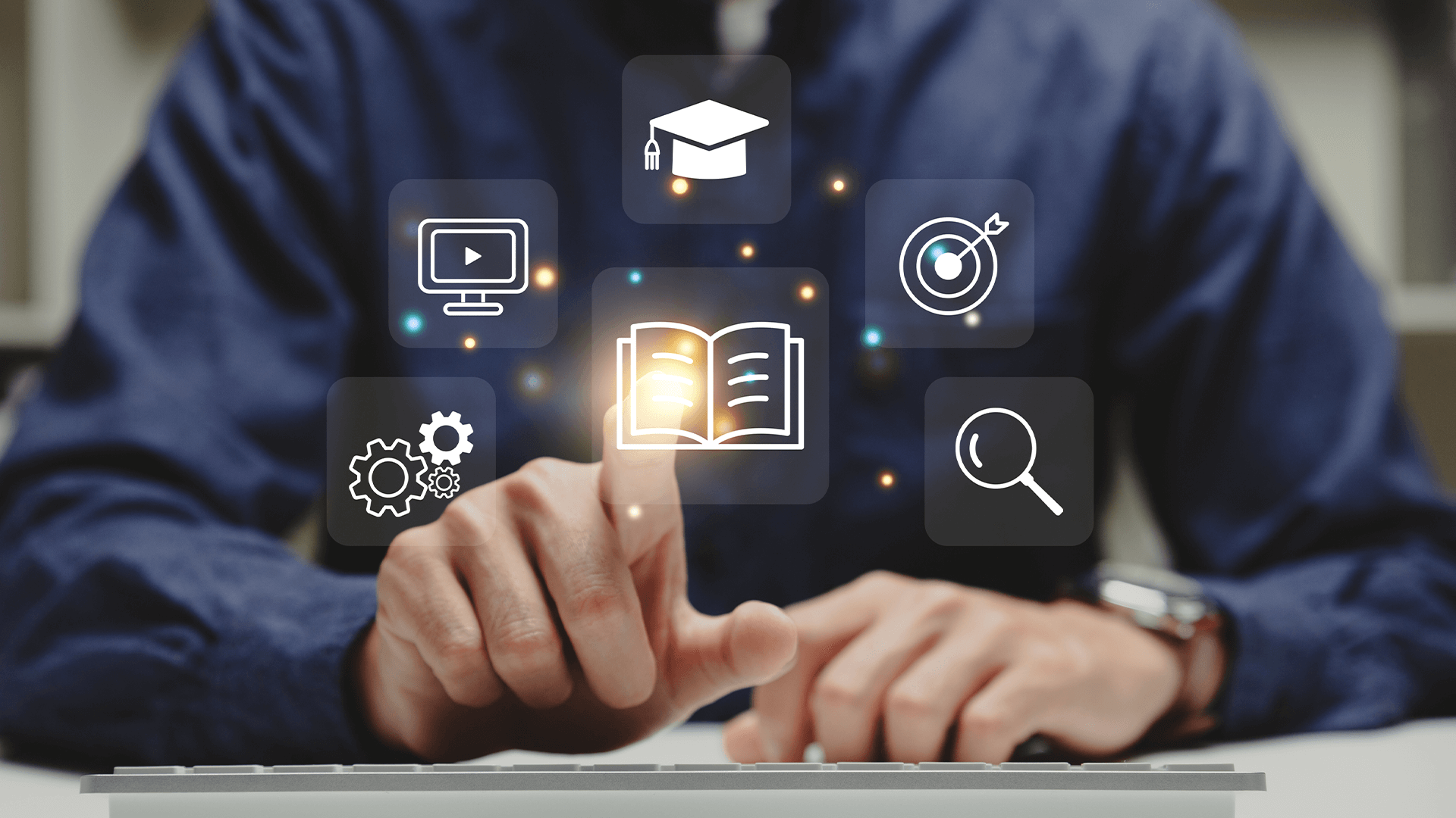 Educational icons symbolizing Computer-Assisted Learning