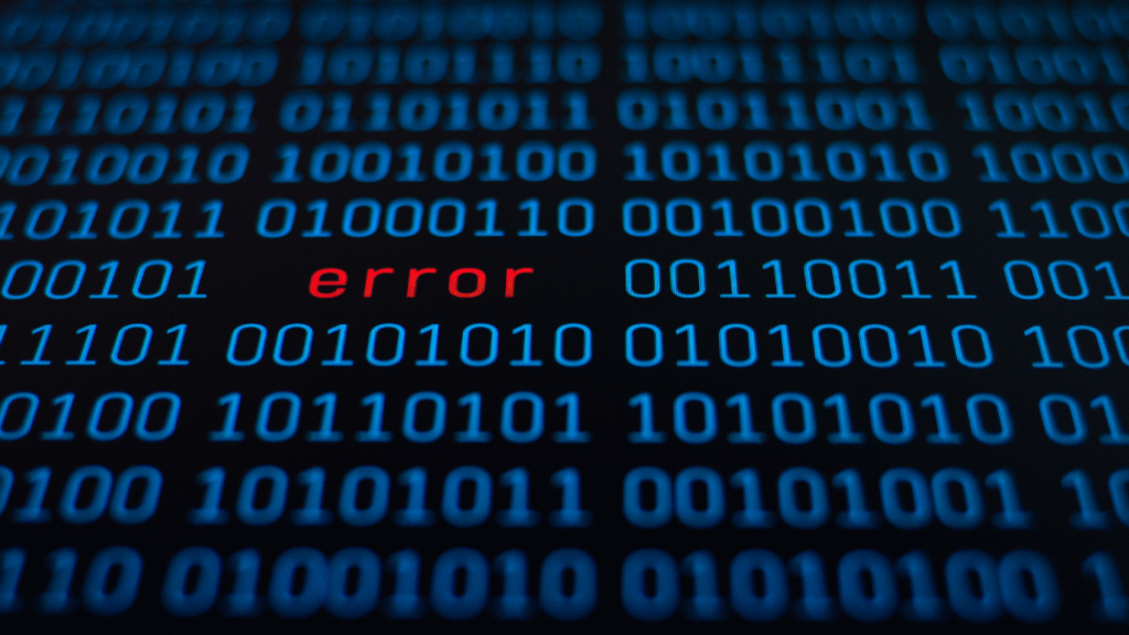 The code on the screen shows an error, symbolizing the risk of building on legacy code.