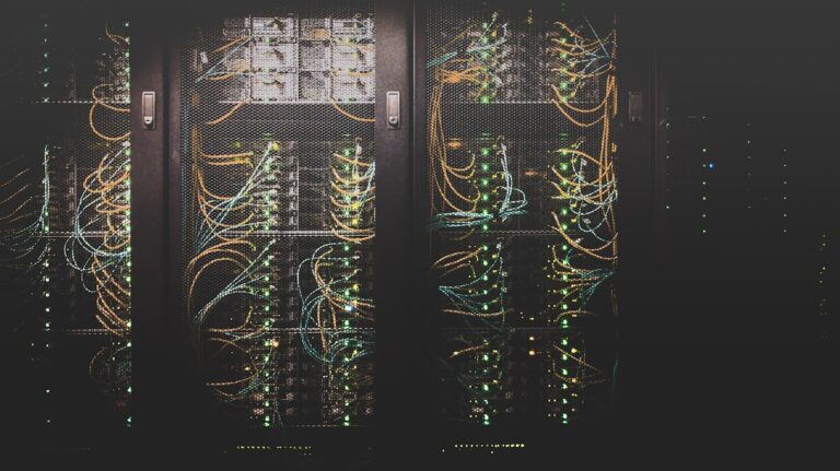 Network cables connected to server infrastructure — representing enterprise data architecture and context systems