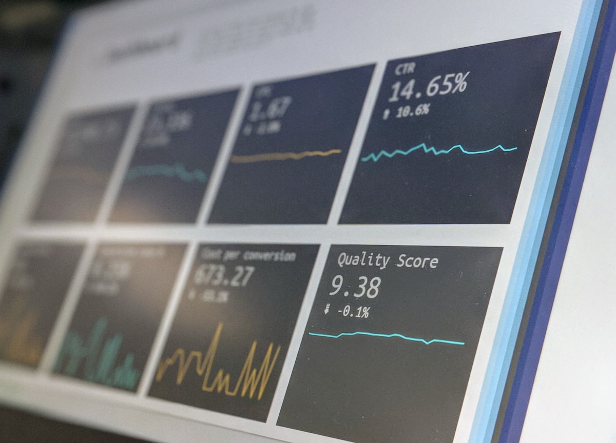 Data monitoring dashboard on a laptop screen, representing enterprise visibility into IT systems and AI agent activity